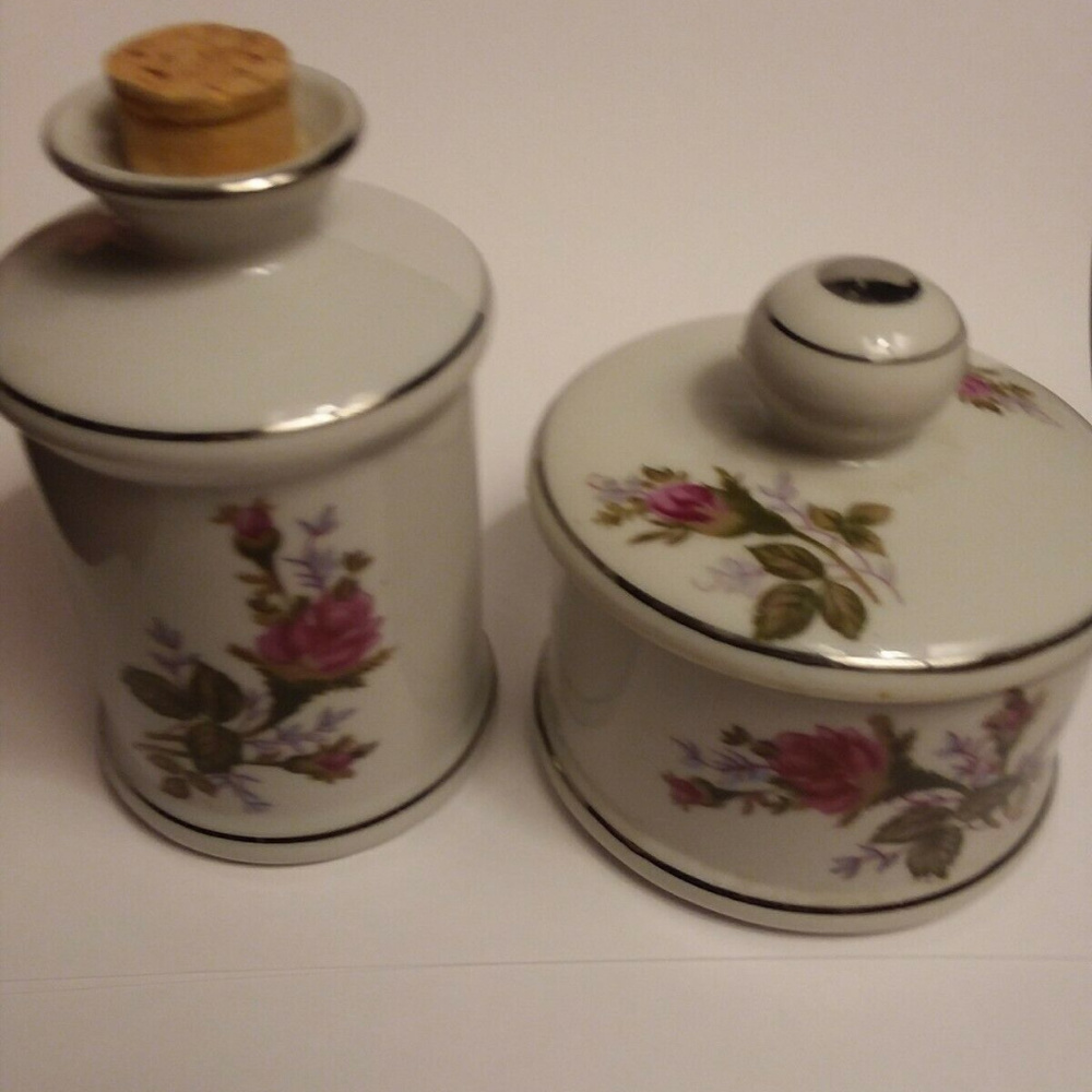 Vintage Perfume Bottle Powder Cottonball Holder